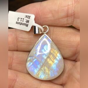 SOLD! Elegant 925 Sterling Silver and Moonstone Pendant with fully covered back